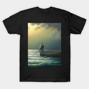 Christian Art He Leads Me Beside Quiet Water Psalm 23 T-Shirt